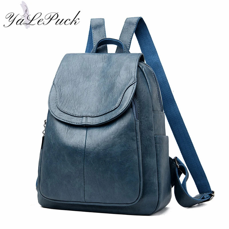 Women Multifunction Shoulder Bags High Leather School Bags for Teenage Girls