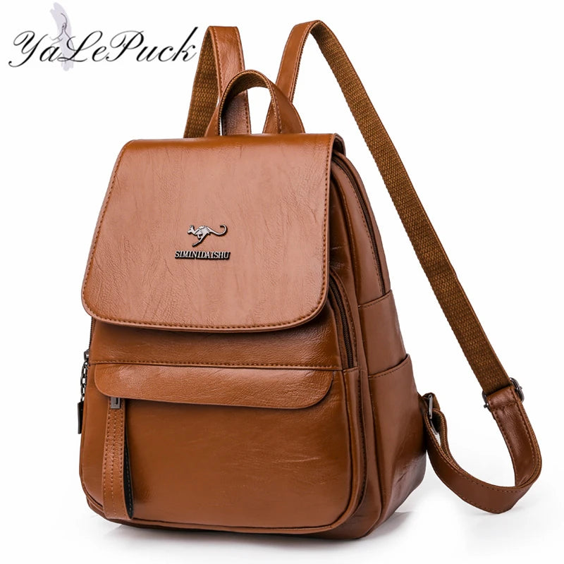 Women Multifunction Shoulder Bags Leather School Bags for Teenage Girls