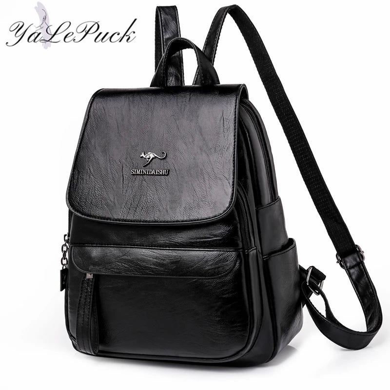 Women Multifunction Shoulder Bags Leather School Bags for Teenage Girls