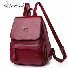 Women Leather School Bag pack Multifunction Shoulder Bags