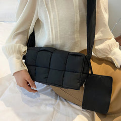 Plaid Cotton Crossbody Bag for Women Warm Soft Handbag Tote