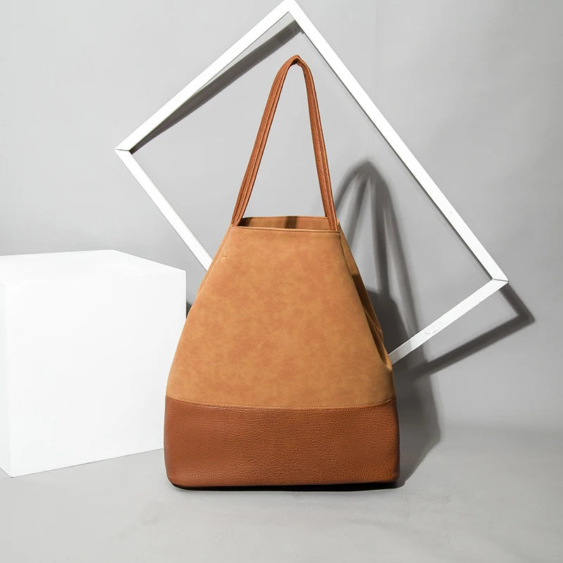 Large Tote Bag Leather Women Handbag Shoulder Bags Patchwork Ladies Hand Bags