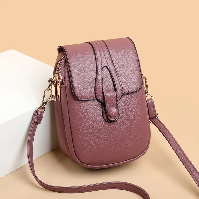 Small PU Leather Crossbody Bag for Women, Solid Color Shoulder Messenger Purse