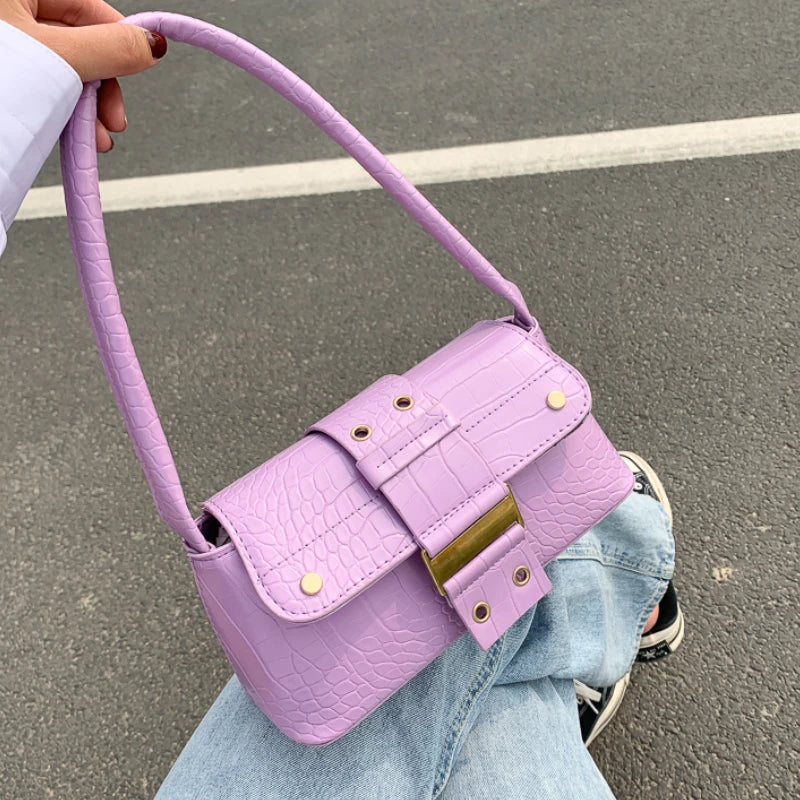 Retro Casual Ladies Totes Shoulder Bag PU Leather Underarm Bag