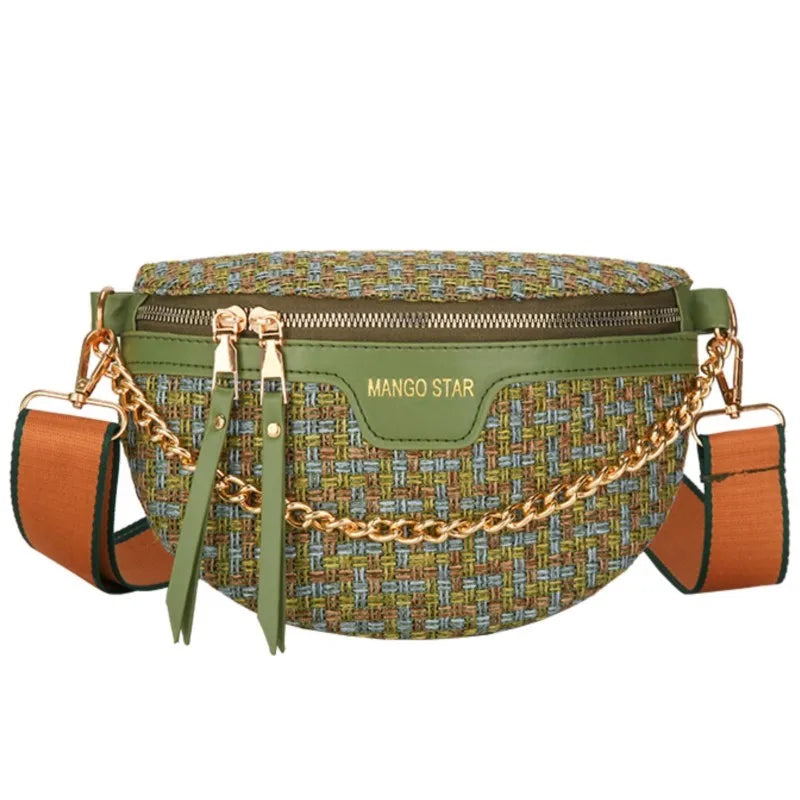 Women's Chain Fanny Pack Waist Bag Sling Shoulder Crossbody Bag