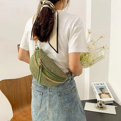 Women's Chain Fanny Pack Waist Bag Sling Shoulder Crossbody Bag