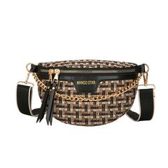 Women's Chain Fanny Pack Waist Bag Sling Shoulder Crossbody Bag