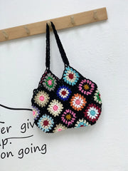 Braided Crochet Shoulder Bag Ethnic Style Large Capacity Beach Bucket Purse
