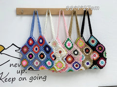 Braided Crochet Shoulder Bag Ethnic Style Large Capacity Beach Bucket Purse