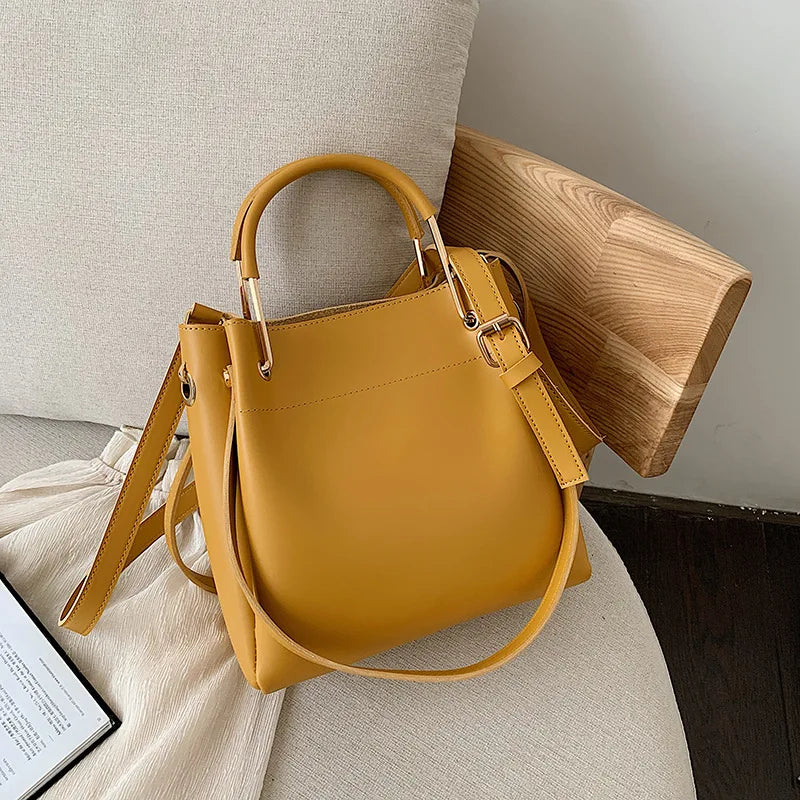 Yellow Bucket Shoulder Bag Large Tote Bags Women Handbags