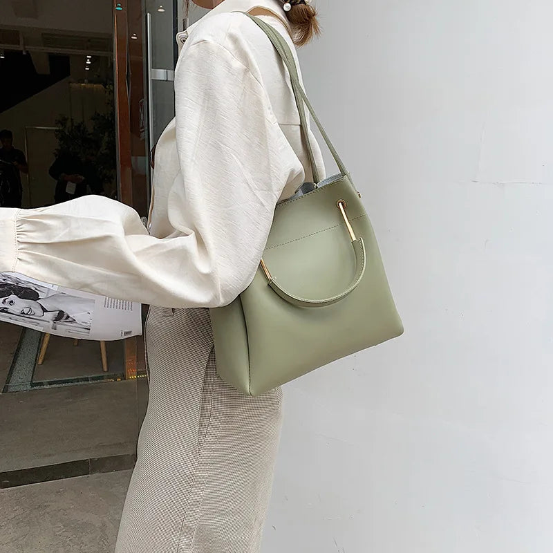 Yellow Bucket Shoulder Bag Large Tote Bags Women Handbags