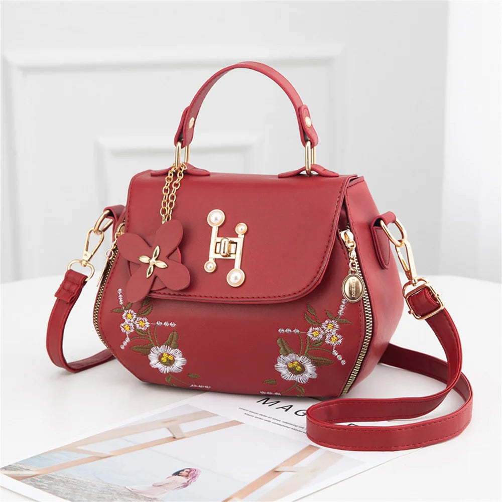 Embroidered Shoulder Bag Women's Handbag Tote Purse Crossbody