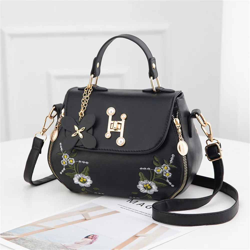 Embroidered Shoulder Bag Women's Handbag Tote Purse Crossbody