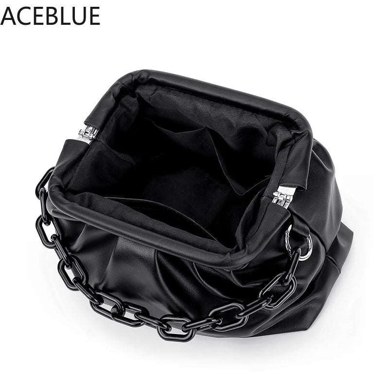 Soft Leather Cloud Shoulder Bag for Women Crossbody Travel Chain Handbag