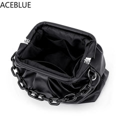 Soft Leather Cloud Shoulder Bag for Women Crossbody Travel Chain Handbag