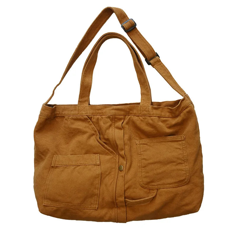 Canvas Shoulder Bag for Women Messenger Handbag Solid Crossbody Bag