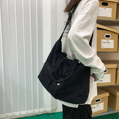 Canvas Shoulder Bag for Women Messenger Handbag Solid Crossbody Bag