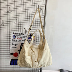 Canvas Shoulder Bag for Women Messenger Handbag Solid Crossbody Bag
