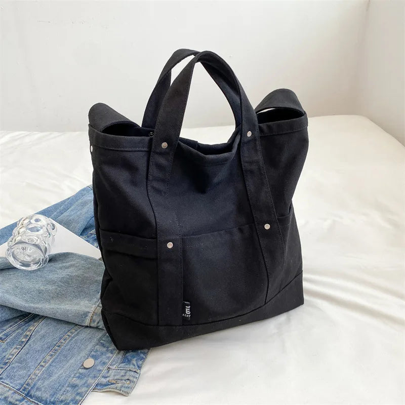 Canvas Women's Shoulder Bags Solid Messenger Tote Handbags