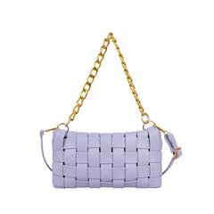 Casual Leather Woven Bag Shoulder Bags Women Chain Crossbody Handle Purses