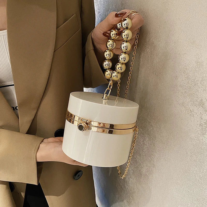 Cylindrical Chain Box Bags Evening Shoulder Crossbody Party Clutch Purse