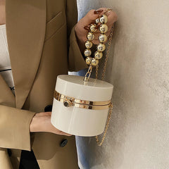 Cylindrical Chain Box Bags Evening Shoulder Crossbody Party Clutch Purse