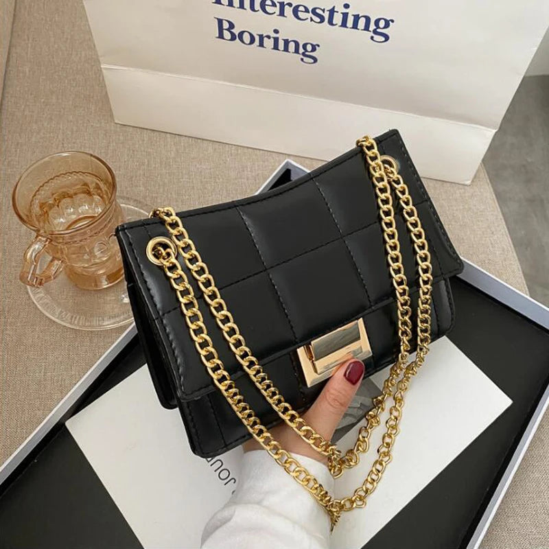 Chain Strap Shoulder Bag Women Crossbody PU Leather Lady Purse Handbag