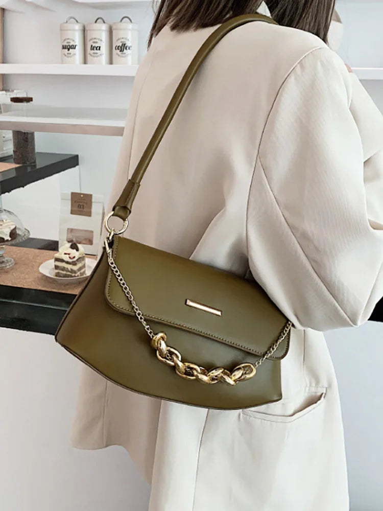 Underarm Female Shoulder Bags Handbags for Women Solid Pu Leather Crossbody Bag