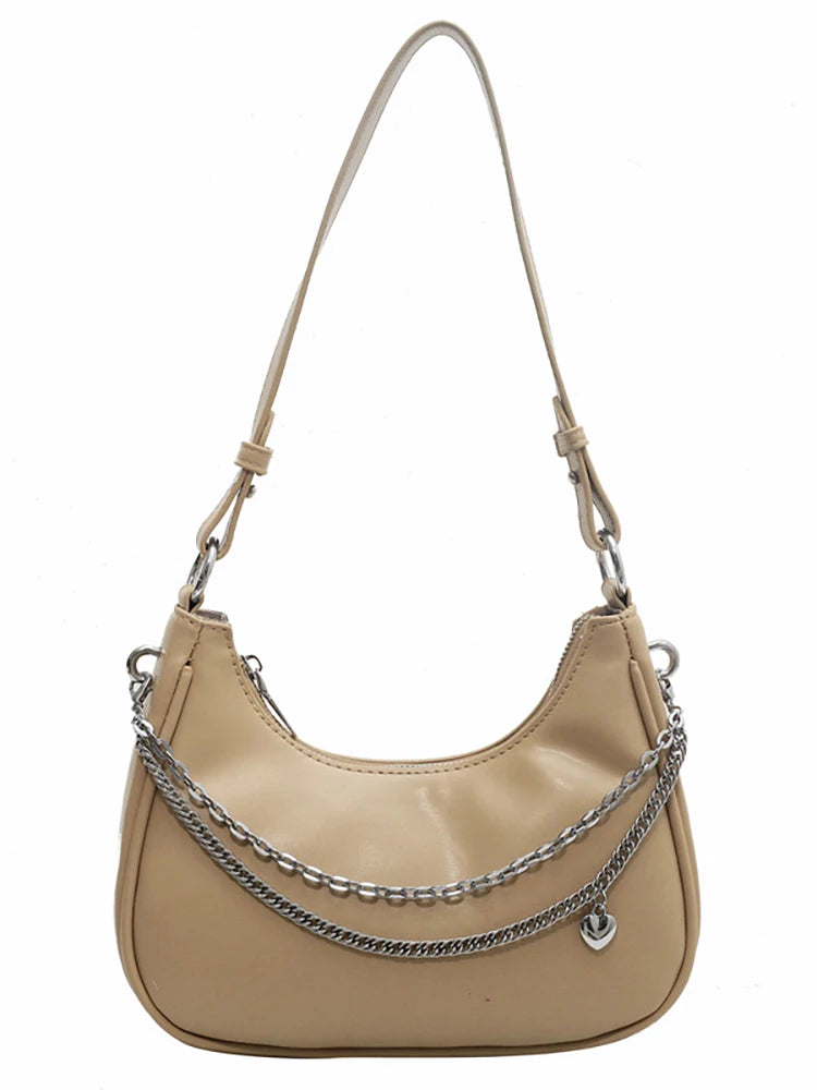 Chain Underarm Women's Shoulder Bag Pu Leather Handbags for Women