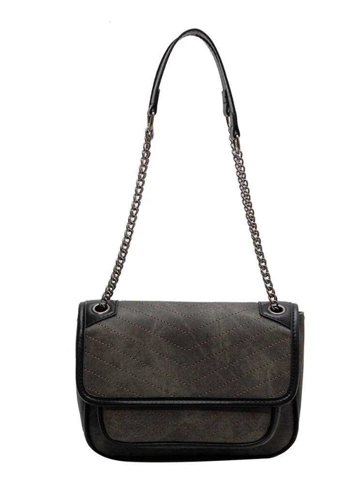 Contrast Denim Crossbody Bag for Women