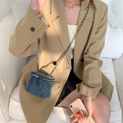 Mini Denim Shoulder Bag for Women, Small Lipstick Coins Box Bag