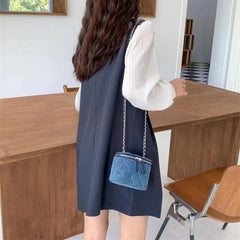 Mini Denim Shoulder Bag for Women, Small Lipstick Coins Box Bag