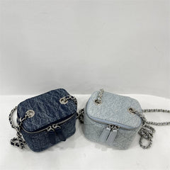 Mini Denim Shoulder Bag for Women, Small Lipstick Coins Box Bag