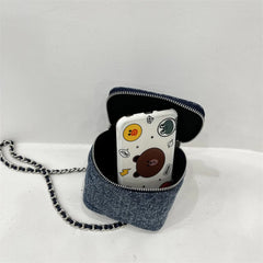 Mini Denim Shoulder Bag for Women, Small Lipstick Coins Box Bag