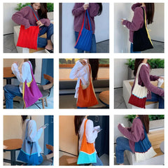 Wool Knitted Fold Shoulder Handbag with Large Capacity