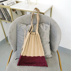 Wool Knitted Fold Shoulder Handbag with Large Capacity