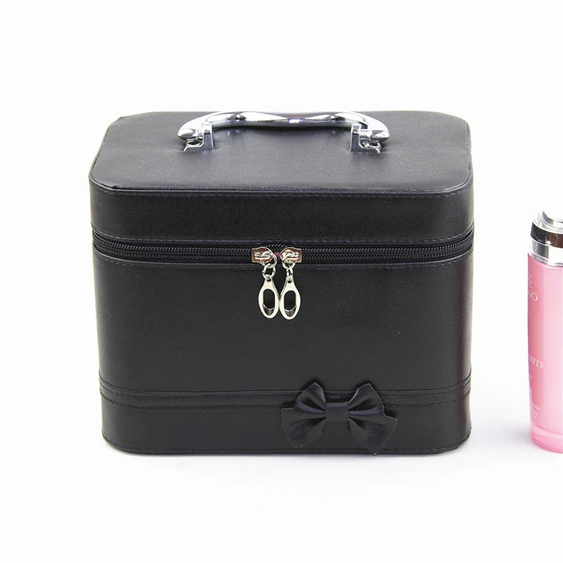 Square Bow Organizer Makeup Bag Beauty Portable Case Box