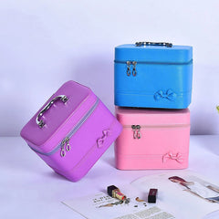 Square Bow Organizer Makeup Bag Beauty Portable Case Box