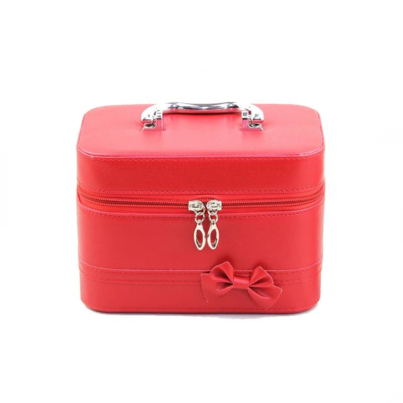 Square Bow Organizer Makeup Bag Beauty Portable Case Box