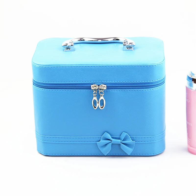 Square Bow Organizer Makeup Bag Beauty Portable Case Box