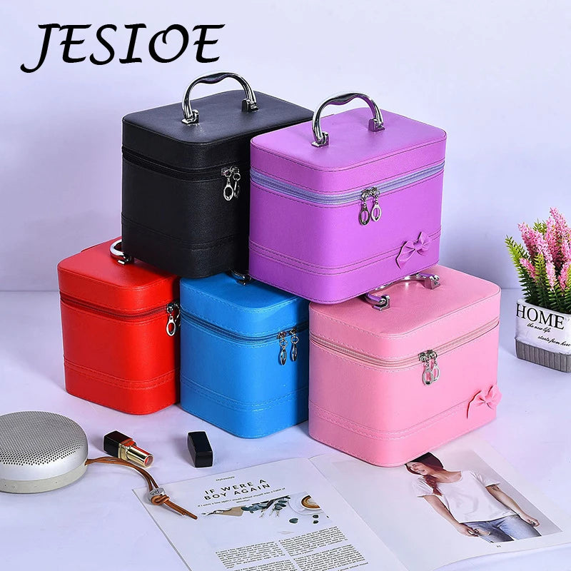 Square Bow Organizer Makeup Bag Beauty Portable Case Box