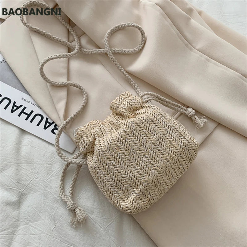 Straw Crossbody Bag Women Knitting Summer Beach Evening Shoulder Bag