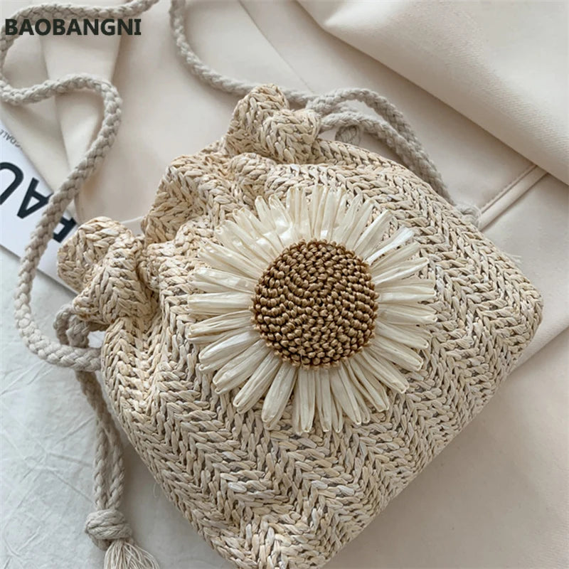 Straw Crossbody Bag Women Knitting Summer Beach Evening Shoulder Bag