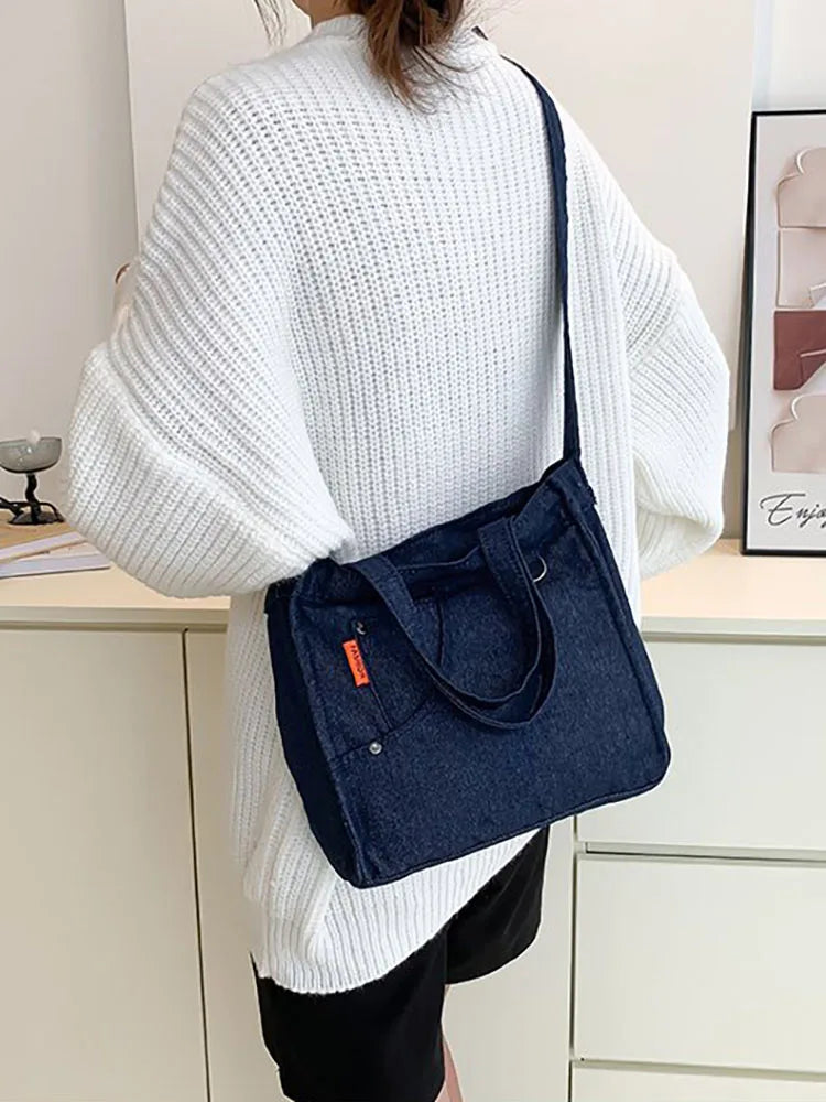 Denim Tote Bags for Women Shoulder Crossbody Bag Female Shopper