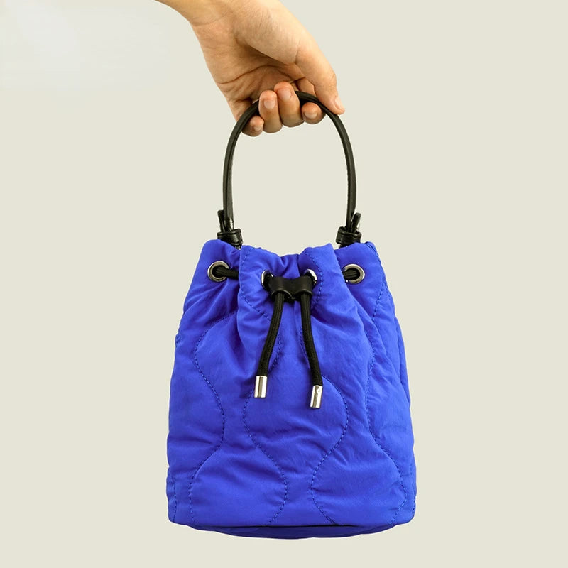 Quilted Padded Bucket Bag Down Cotton Crossbody Winter Handbag