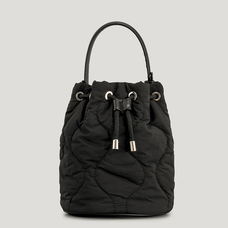 Quilted Padded Bucket Bag Down Cotton Crossbody Winter Handbag