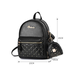 High Women Backpack Leather Shoulder Bags Rivets Light School Bags for Girls