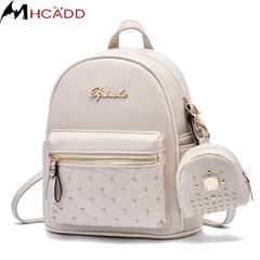 High Women Backpack Leather Shoulder Bags Rivets Light School Bags for Girls