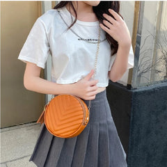 Round Leather Crossbody Bag with Tassel - Women's Shoulder Handbag
