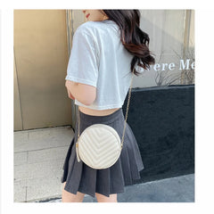 Round Leather Crossbody Bag with Tassel - Women's Shoulder Handbag